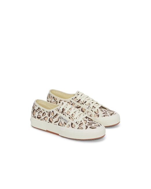 Superga White 2750 Giraffa Print Shoes, Canvas