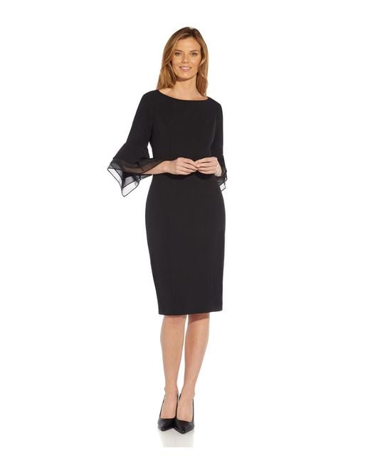 Adrianna Papell Synthetic Stretch Knit Crepe Sheath Dress With Tiered