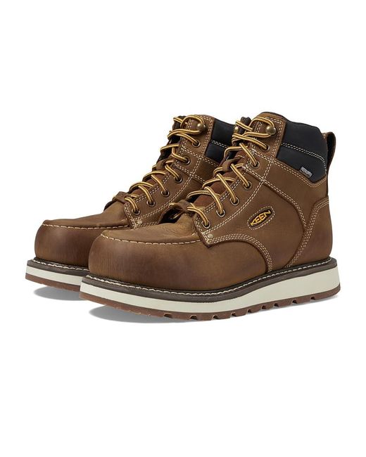 Keen Brown Cincinnati 6 Carbon Fiber Toe Waterproof (Belgian/Sandshell) Work Boots for men