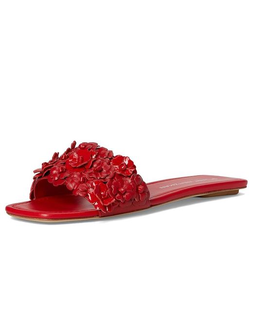 Stuart Weitzman Red Meadow Slide Sandals, Leather