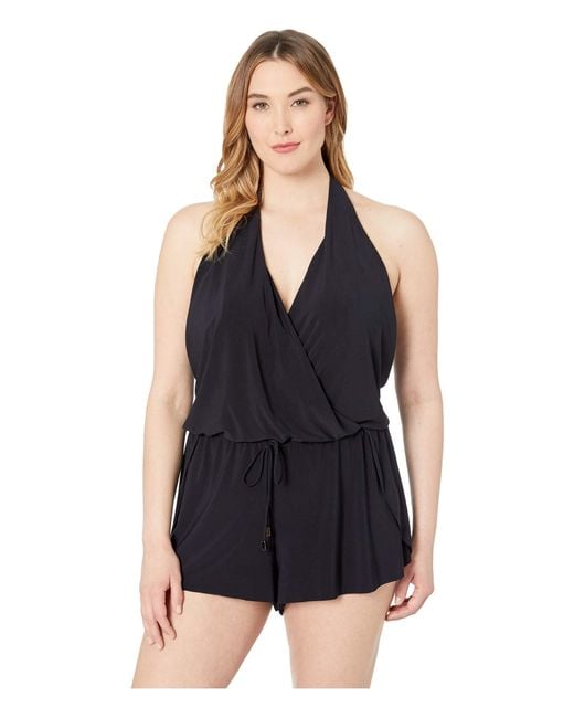 Lyst - Magicsuit Plus Size Solid Bianca Romper One-piece (black) Women ...