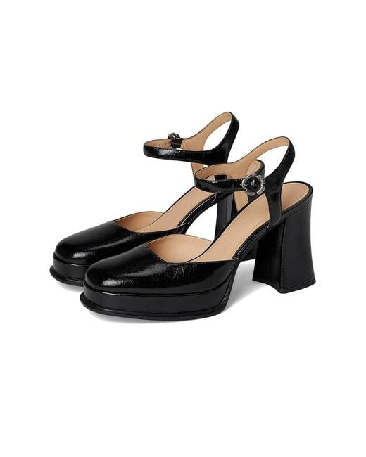 COACH Black Pump With Tea Rose High Heels, Leather