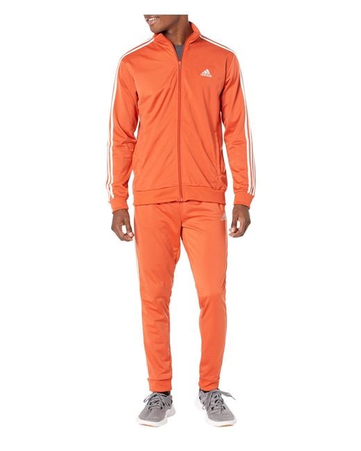 Adidas Orange 3-stripes Tricot Track Suit Set for men