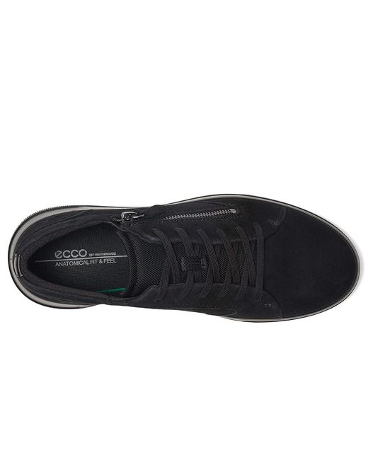 Ecco Black Move Zip Lace Sneaker Shoes/Gravel, Leather