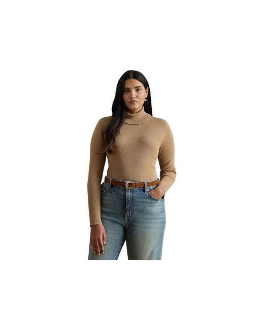 Ralph Lauren Black Plus Size Turtleneck Sweater Sweater, Cotton/Modal/Nylon