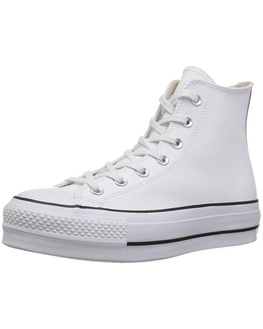 Converse White Chuck Taylor All Star High Top Platform Leather Sneaker Lace Up Casual Shoes/ 10 B