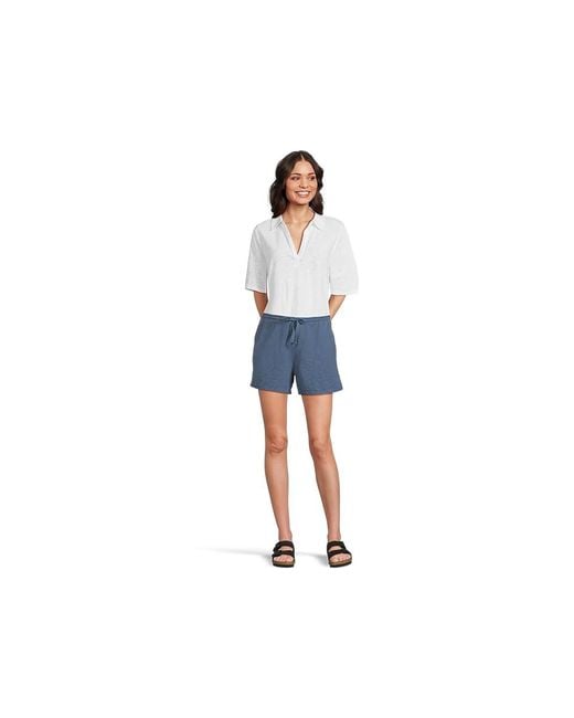 Mod-o-doc Blue Easy Pull-On Shorts With Drawstring Shorts, Cotton