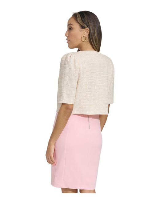 Calvin Klein Pink Tweed Long Sleeve Shrug
