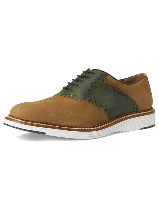 Johnston & Murphy Brown Upton Saddle Slip On Shoes Snuff Nubuck/ Full Grain 9.5 M (D) Leather for men