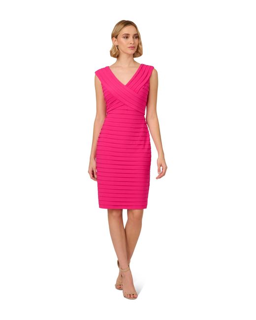 Adrianna Papell Pink Banded Jersey Dress