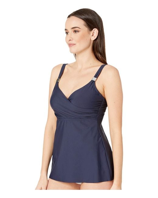 Miraclesuit Synthetic D-ddd Cup Solid Surplice Tankini Top in Midnight ...