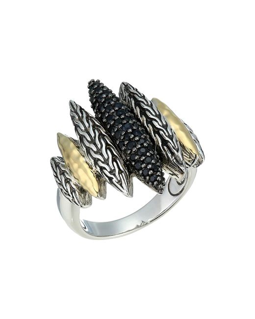 John Hardy Metallic Classic Chain Hammered Spear Ring With Black Sapphire And Black Spinel