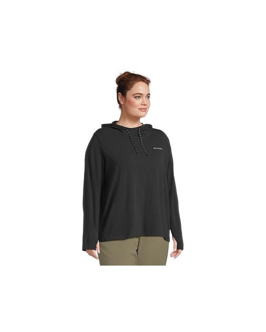 Columbia Black Plus Size Sun Trektm Hoodie Ii Sweatshirt, Cotton/Elastane/Lycra