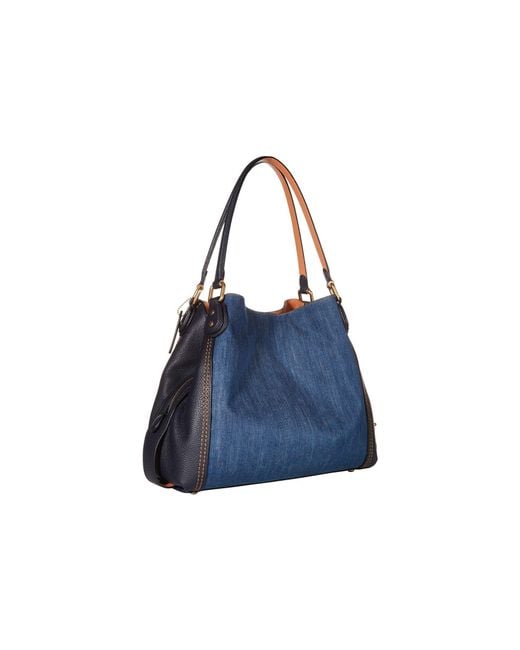 COACH Denim And Leather Blocked Edie 31 Shoulder Bag (medium Denim/brass)  Handbags in Blue | Lyst