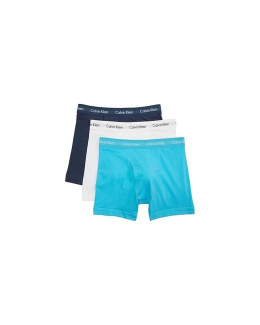 Calvin Klein Blue Cotton Stretch 3-Pack Boxer Brief (Spellbound// Atoll) Underwear for men