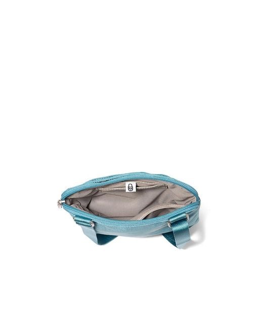 Baggallini Blue Coastal Flip Lock Mini Crossbody Cross Body Handbags, Nylon