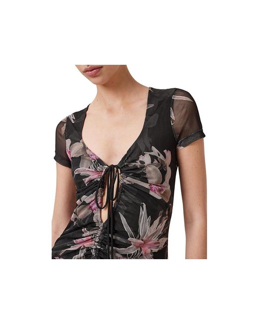 AllSaints Black Gabby Mesh Dress Dress Uk 16 (Us 12) Elastane/Mesh/Polyester
