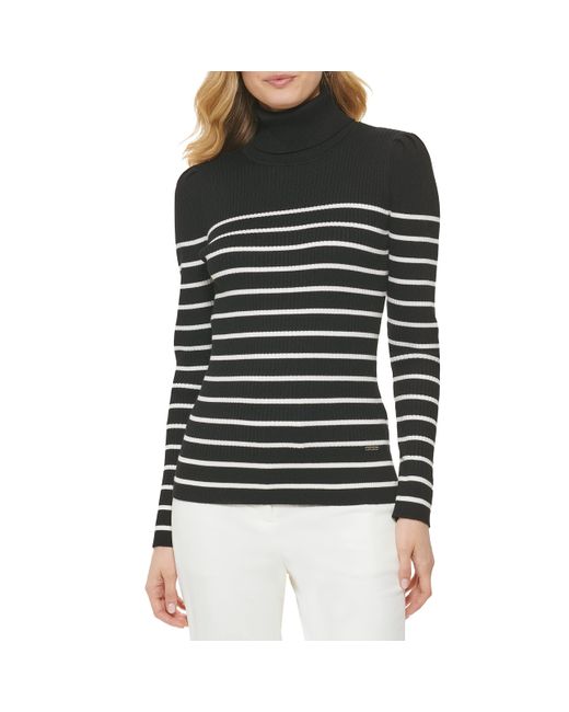 black fitted turtleneck top
