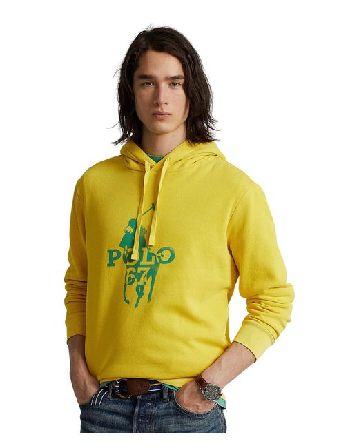 Polo Ralph Lauren Big Pony Logo Fleece Hoodie in Yellow for Men | Lyst