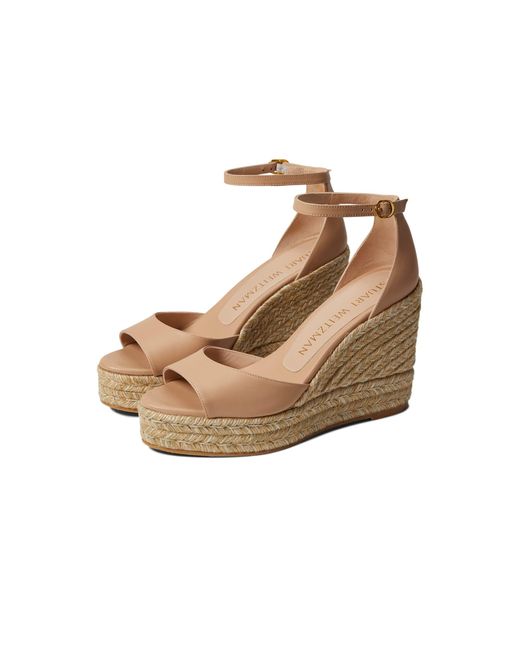 Stuart Weitzman Leather Nudistcurve Espadrille Wedge in Brown Lyst
