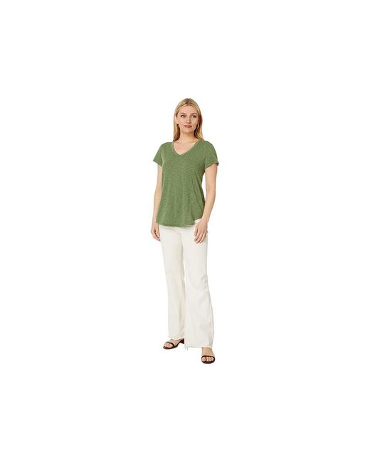 Mod-o-doc Green V-Neck Tee With Curved Hem (Island Palms) Clothing