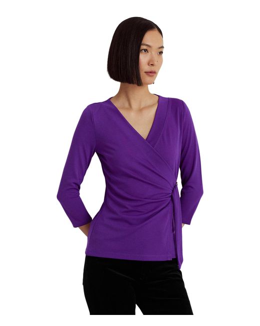 Lauren by Ralph Lauren Purple Stretch Jersey Top