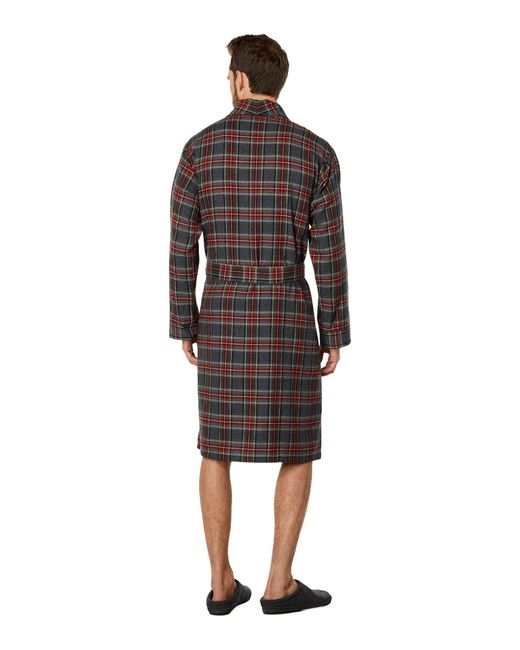 L.L. Bean Scotch Plaid Flannel Robe Regular in Red for Men Lyst