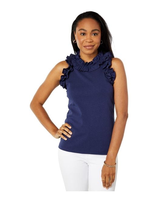Lilly Pulitzer Cotton Agata Top in Navy (Blue) | Lyst