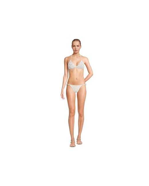 Becca Black Color Play Crochet Demi Tie Side Basic Bottom Swimwear, Crochet/Nylon/Spandex