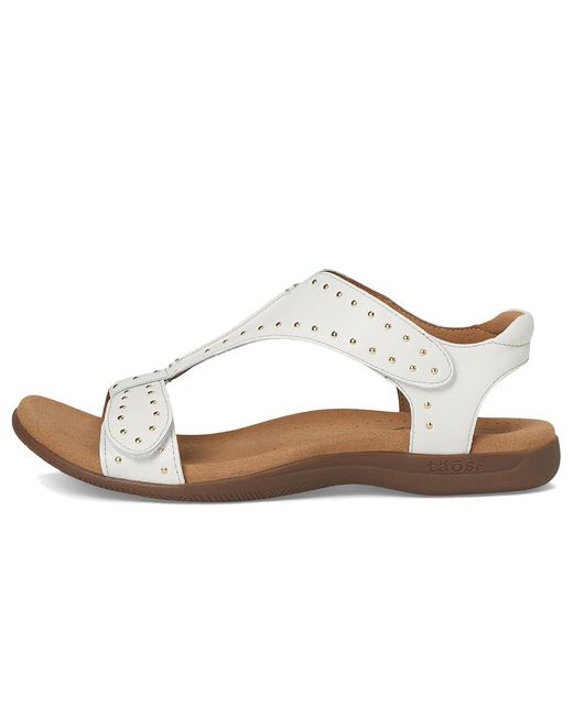 Taos Footwear White Show Stopper Sandals, Full Grain Leather