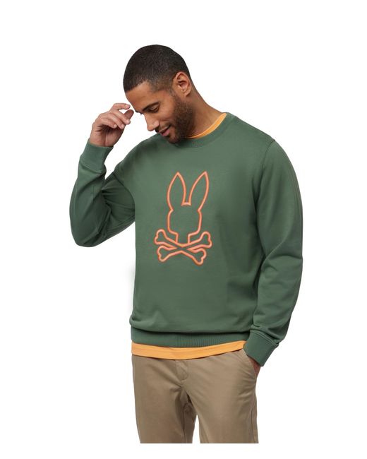 Psycho Bunny Green Floyd Micro French Terry Sweatshirt for men