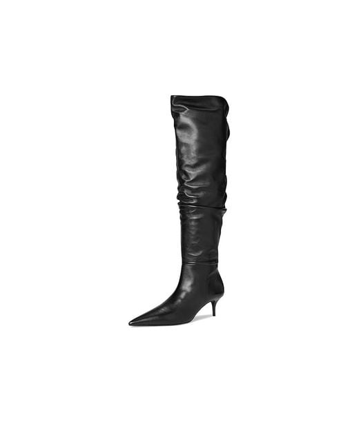 SCHUTZ SHOES Black Ashlee Mid Over The Knee Boots, Leather