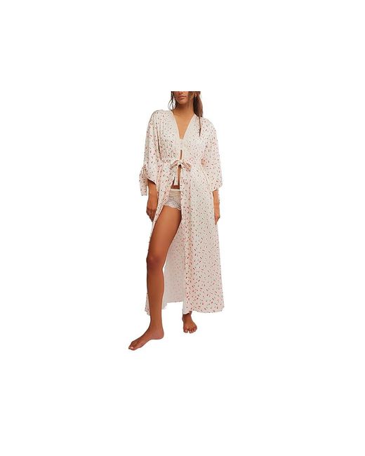 Free People Black First Blush Robe Pajama Sets, Fleece/Polyester
