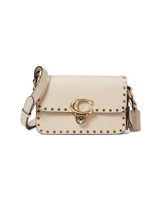 COACH Glovetanned Leather With Rivets Studio Shoulder Bag 19 in White ...