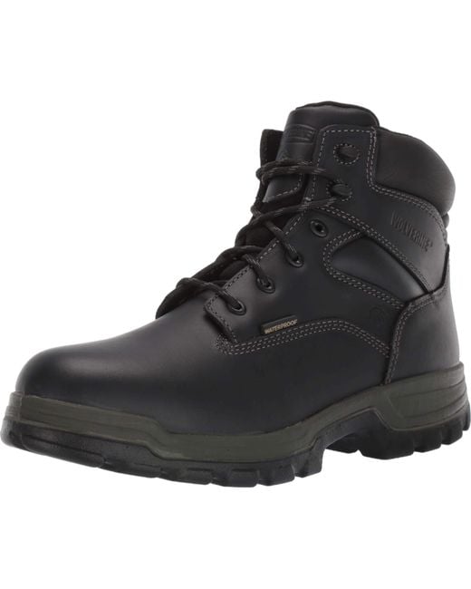 Wolverine Leather Stratus Waterproof 6 Soft Toe Boot in Black for Men ...