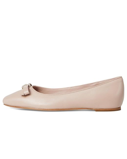 Kate Spade Pink Deco Bow Smooth Leather Flat Flat Shoes