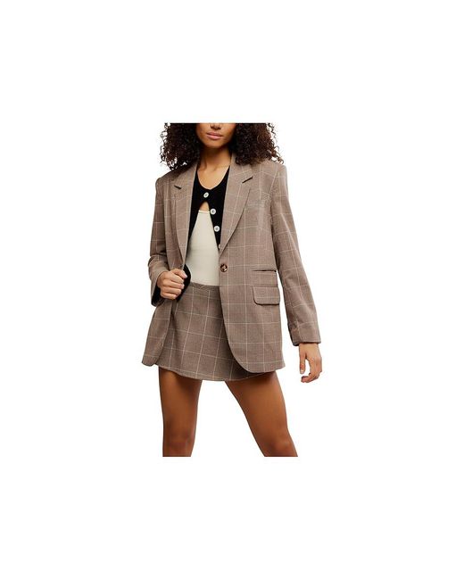 Free People Black Paper Cut Blazer Pinstrip Coat Xl 16) Elastane/Polyester/Viscose