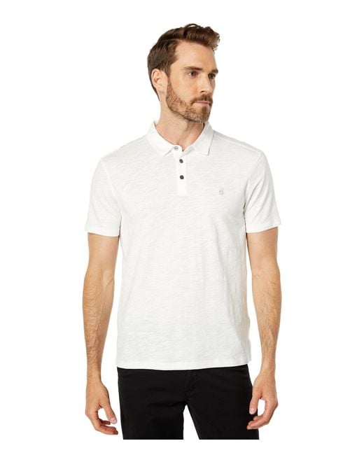 John Varvatos Victor Short Sleeve Slub Cotton Polo W/ Peace Sign