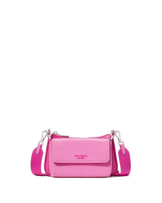 Kate Spade Pink Double Up Patent Saffiano Leather Double -up Crossbody