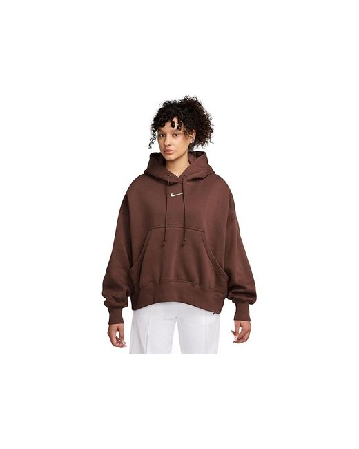 Nike Black Sportswear Phoenix Fleece Over-Oversized Pullover Hoodie Sweatshirt Fauna/Sail Xs (Us 0-2) Cotton/Polyester