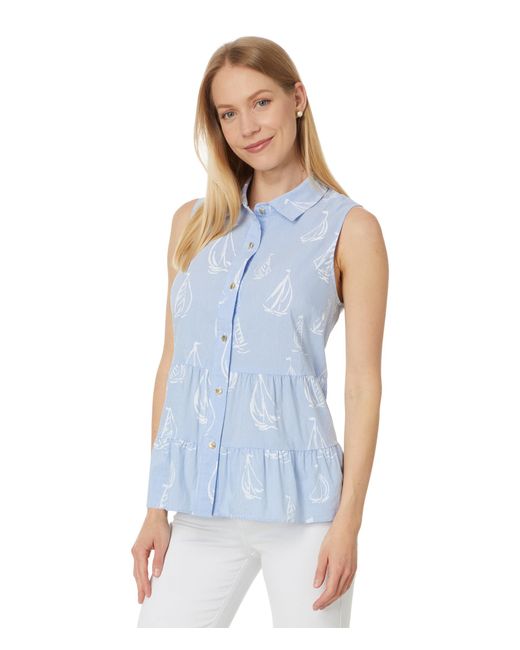 Lilly Pulitzer Blue Breah Sleeveless Button-down