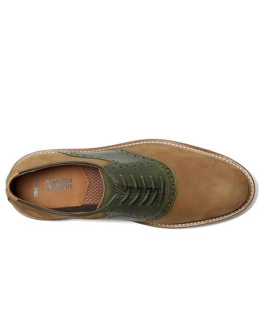 Johnston & Murphy Brown Upton Saddle Slip On Shoes Snuff Nubuck/ Full Grain 9.5 M (D) Leather for men