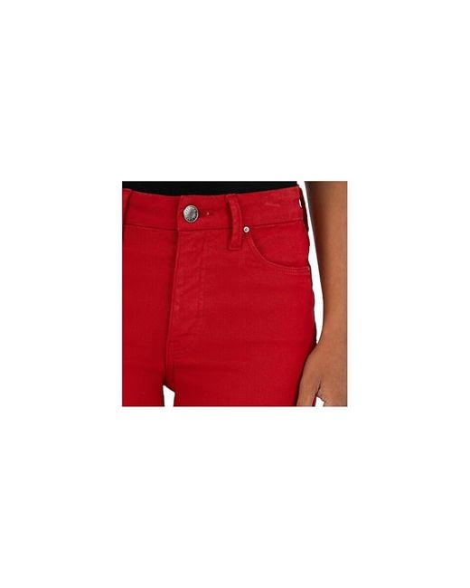 Kut From The Kloth Red Meg High-Rise Fab Ab Wide Leg Raw Hem Jeans, Cotton/Denim/Spandex