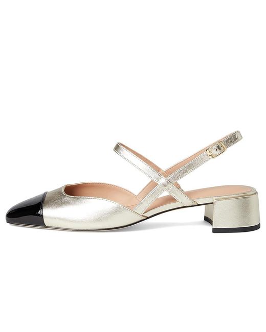 Cole Haan Black Pella Block Heel Slings High Heels Soft Leather/ Patent Leather 7.5 B