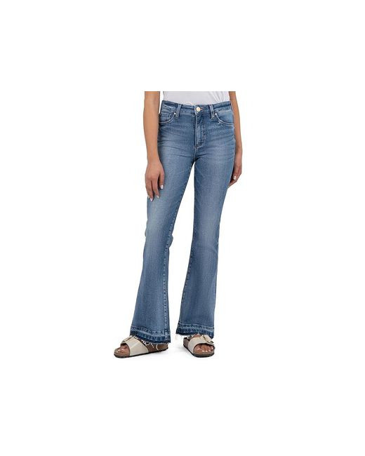 Kut From The Kloth Blue Stella High Rise Fab Ab Flare Released Hem Jeans 00, Cotton/Denim/Polyester