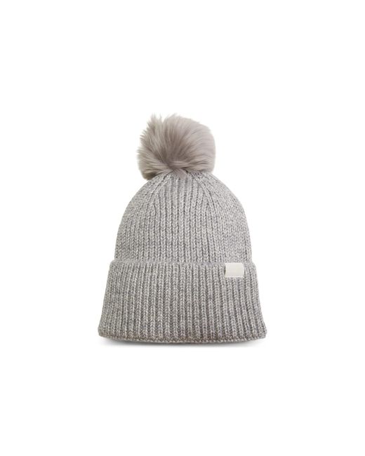The North Face Synthetic Airspun Pom Beanie in Gray | Lyst