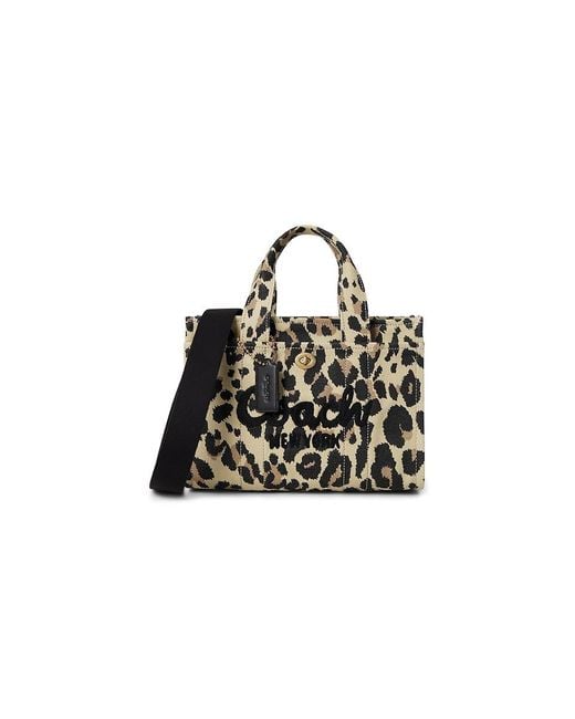 COACH Black Cargo Tote 26 With Leopard Print Tote Handbags, Cotton/Textile