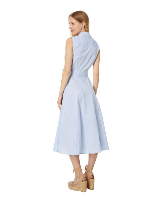 Tommy Hilfiger Blue Open Placket Midi Length Cotton Dress