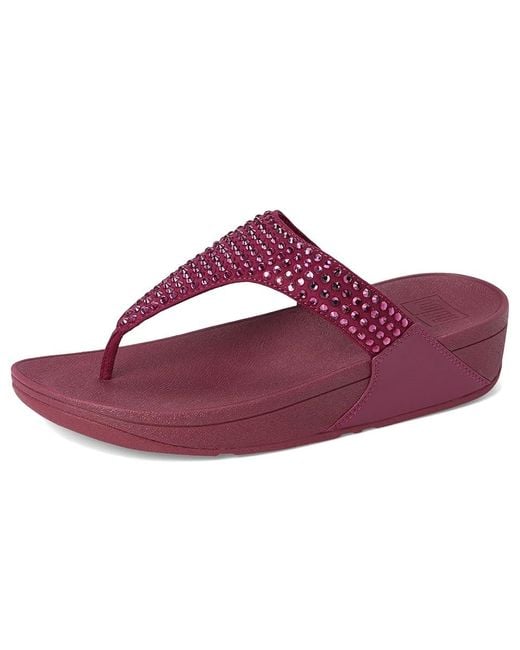 Fitflop Purple Lulu Maxi-Crystal Toe-Post Sandals Wedge Shoes 5 M (B) Synthetic