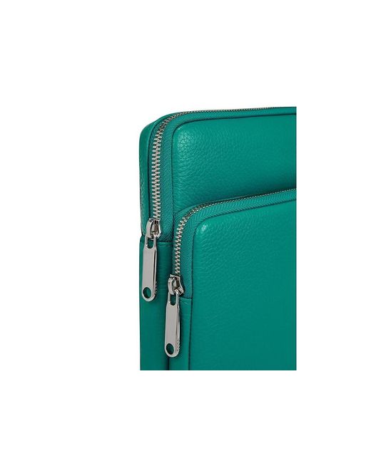 Ecco Green Flat Pouch (Lapis Pebbled Leather) Cross Body Handbags
